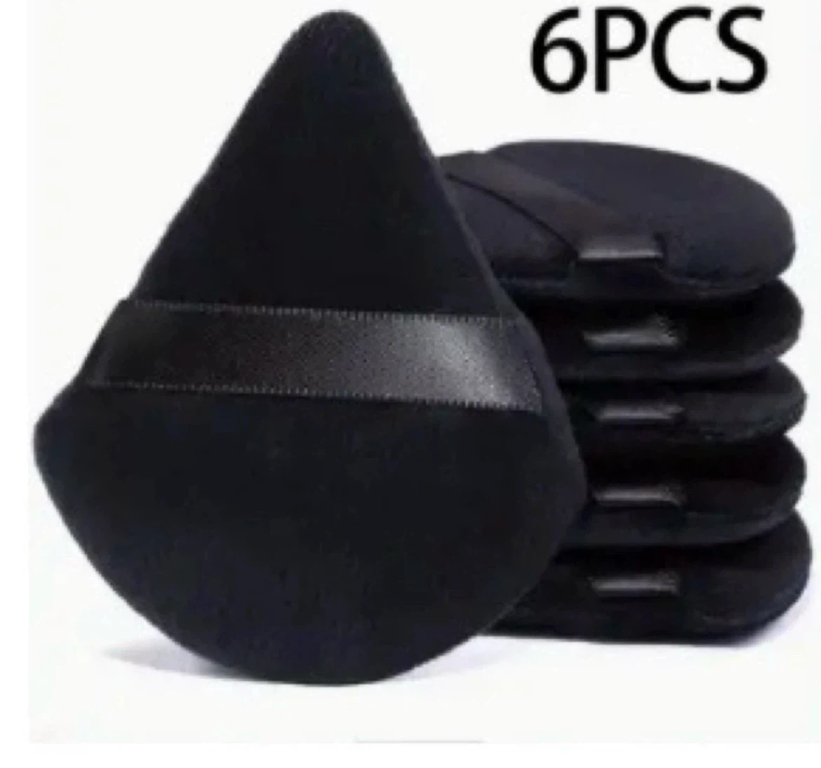 Set of 6 Black Triangle Makeup Powder Puffs