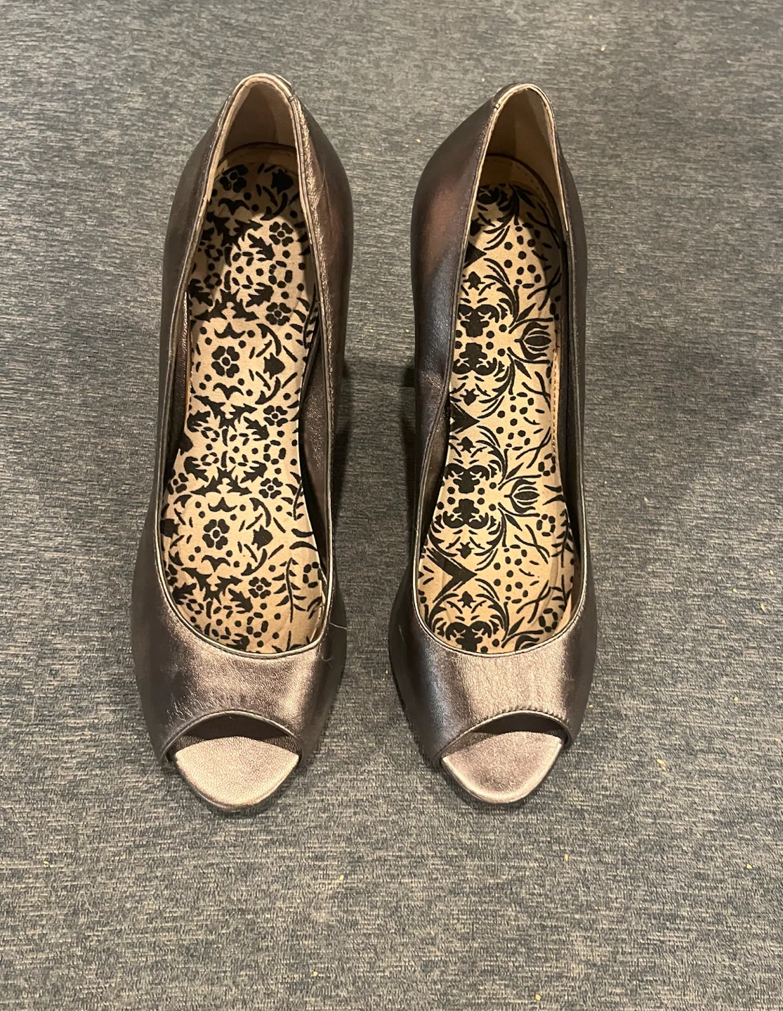 Metallic Bronze Peep Toe Stiletto Heels - photo 2