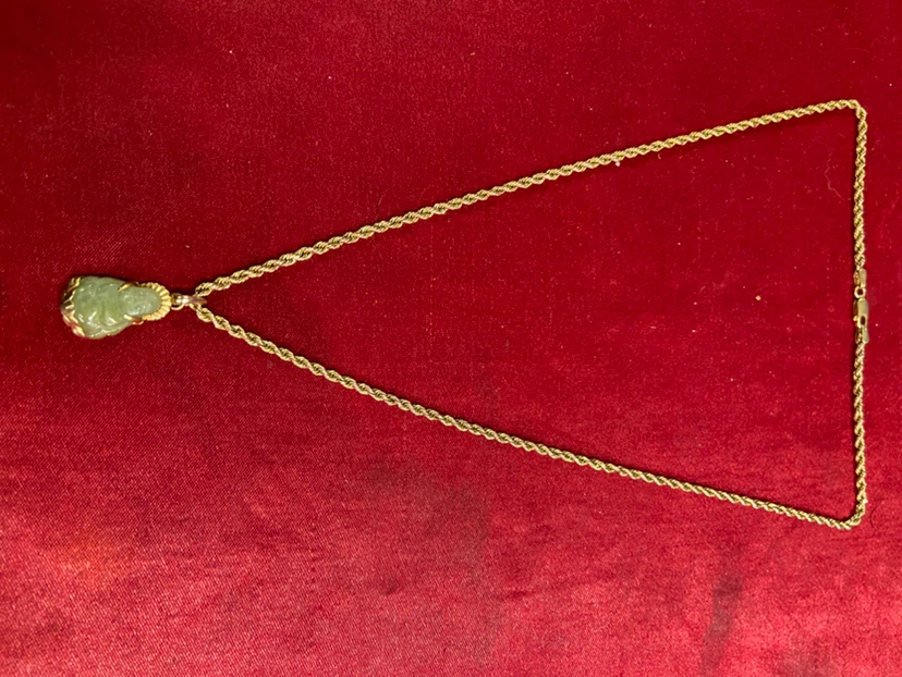 18k Gold Jade Buddha Pendant and 10k necklace - photo 2