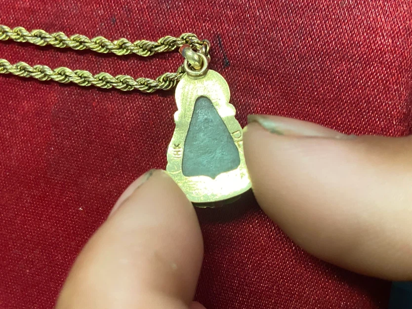 18k Gold Jade Buddha Pendant and 10k necklace - photo 4