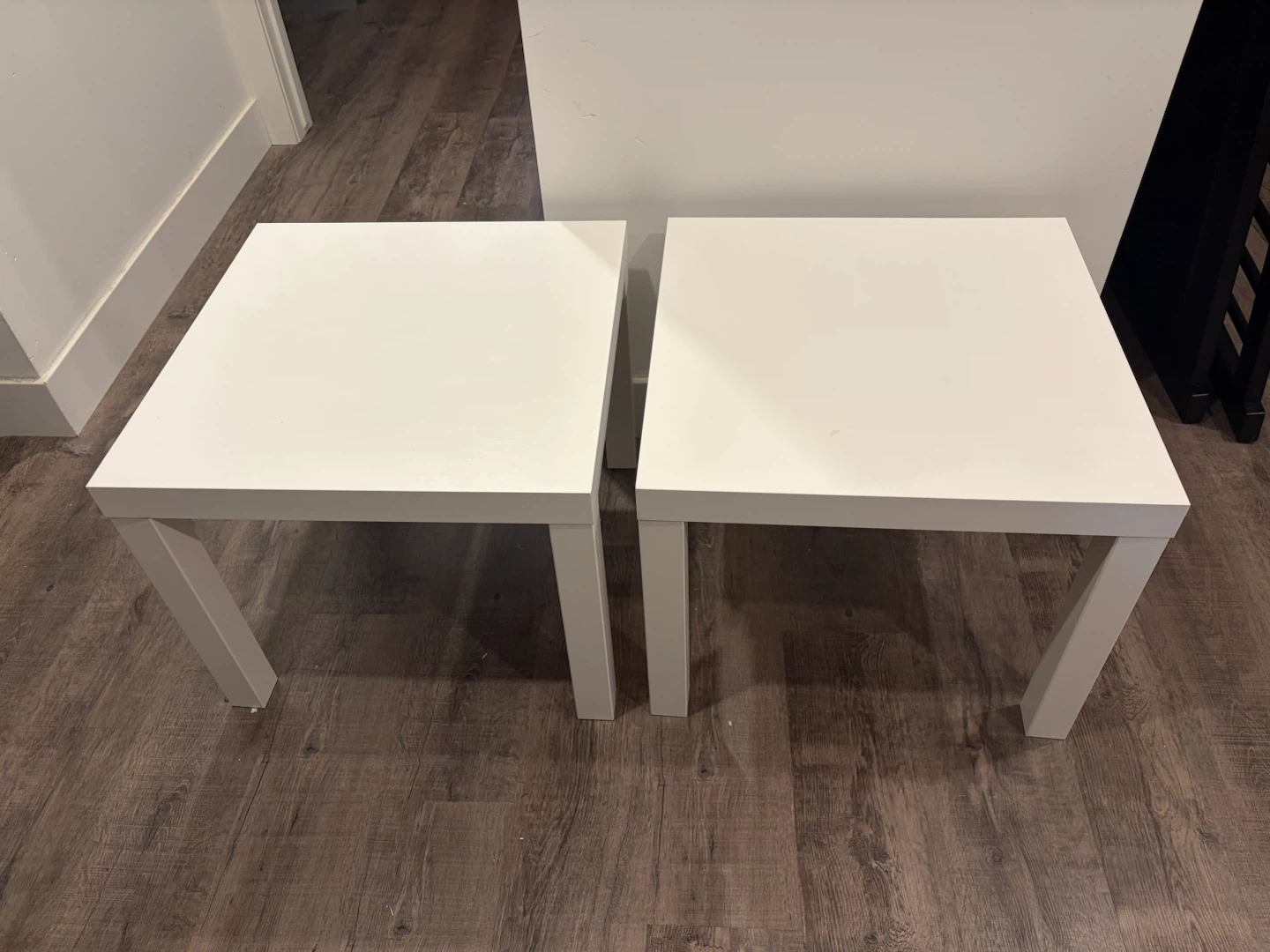 pair of IKEA lack side tables in white for $10