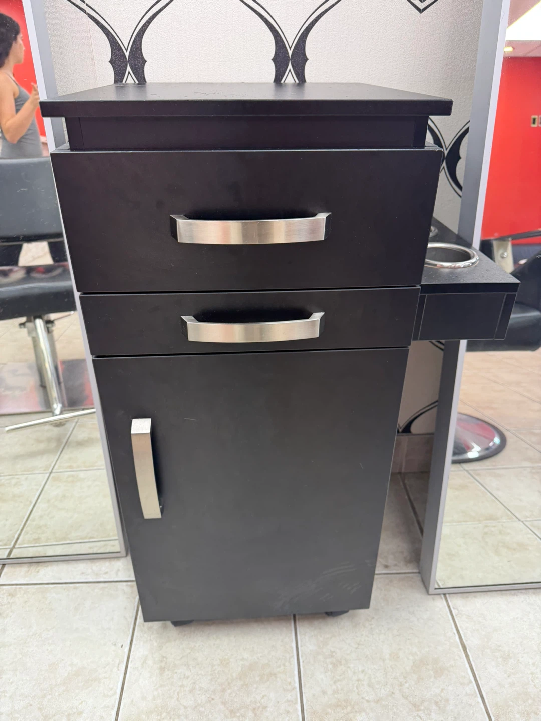 Black Salon Styling Station Trolley