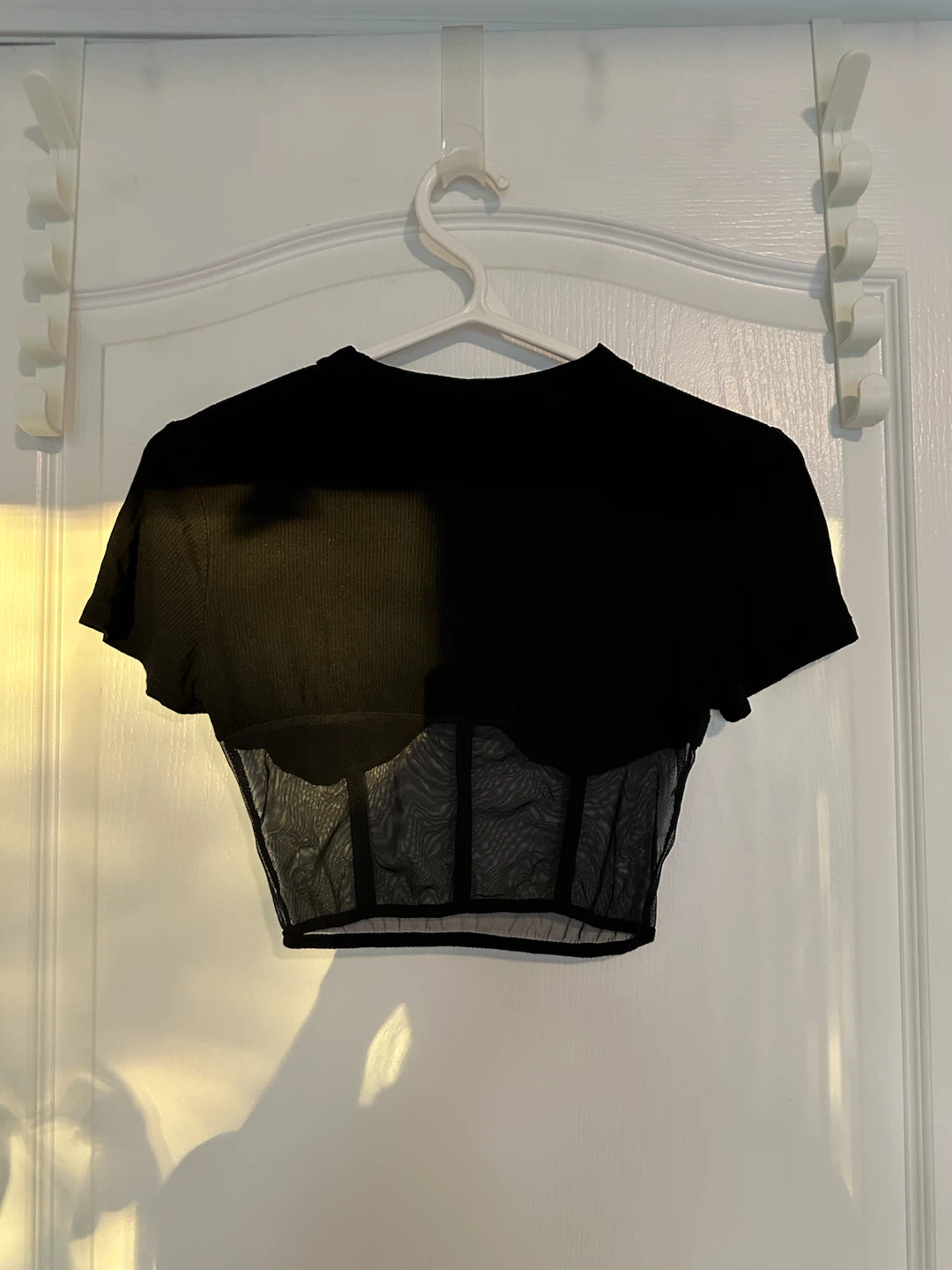 Black mesh corset style crop top - photo 2