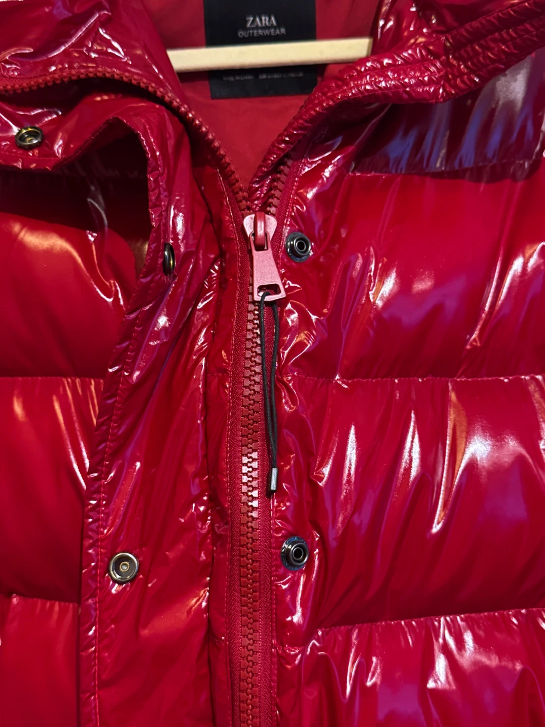 Zara Red Glossy Oversized Puffer Jacket - photo 4