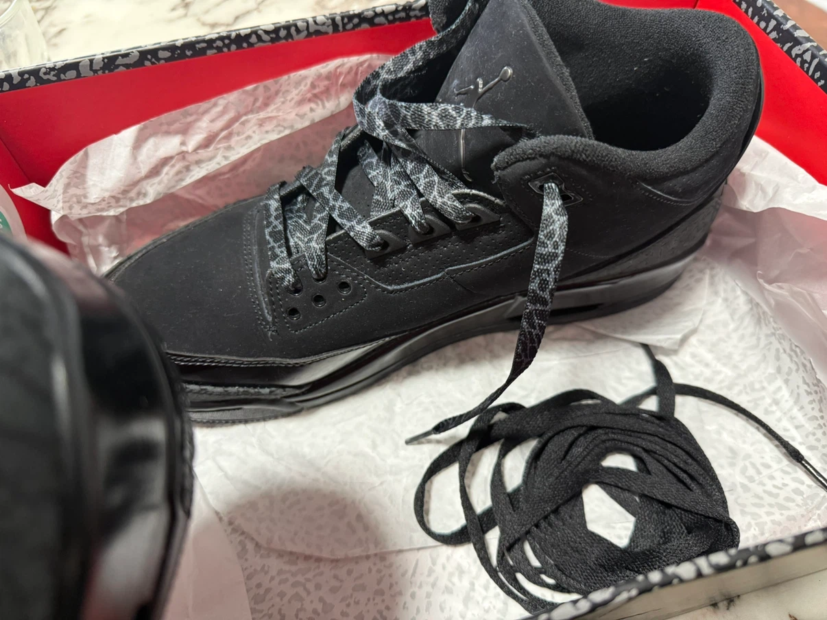 Air Jordan 3 Retro Black/Dark Charcoal, Men's Size 10 - photo 3