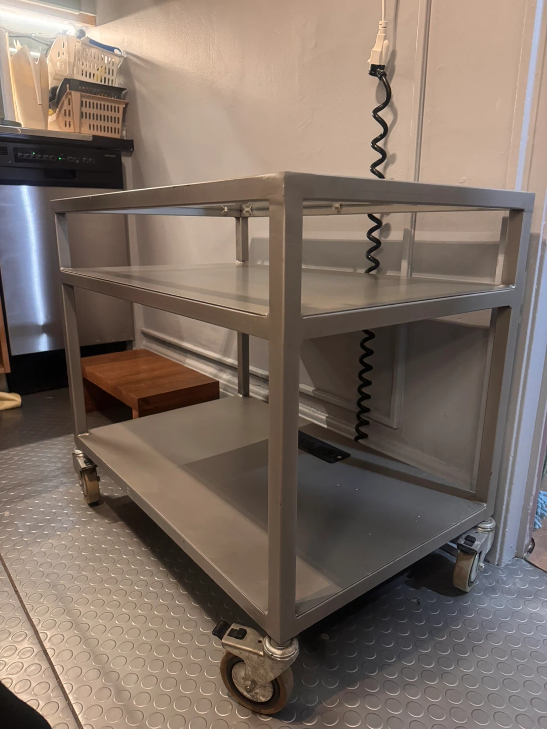 Metal rolling cart with power outlet