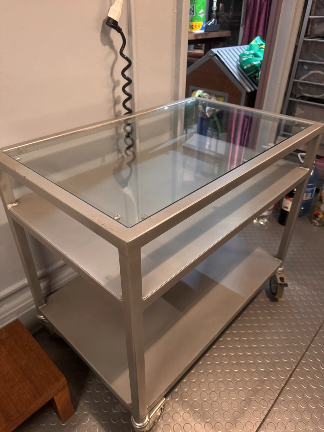 Metal rolling cart with power outlet - photo 2