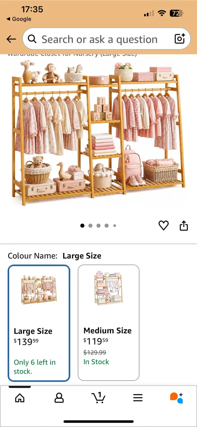 Large Bamboo Nursery Wardrobe Closet - photo 2