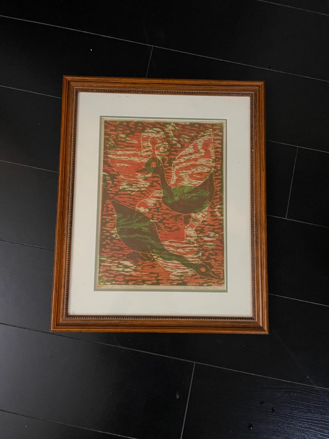 Vintage Framed Bird Print 1966
