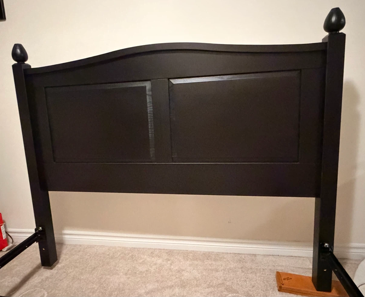 Queen Metal bed frame with Dark Brown headboard - photo 2