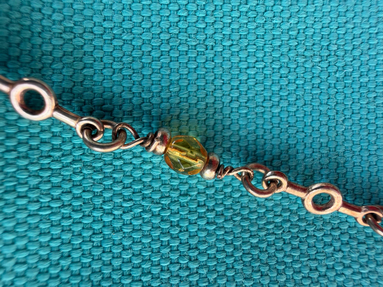 Silver Chain Bracelet with Coloured Beads