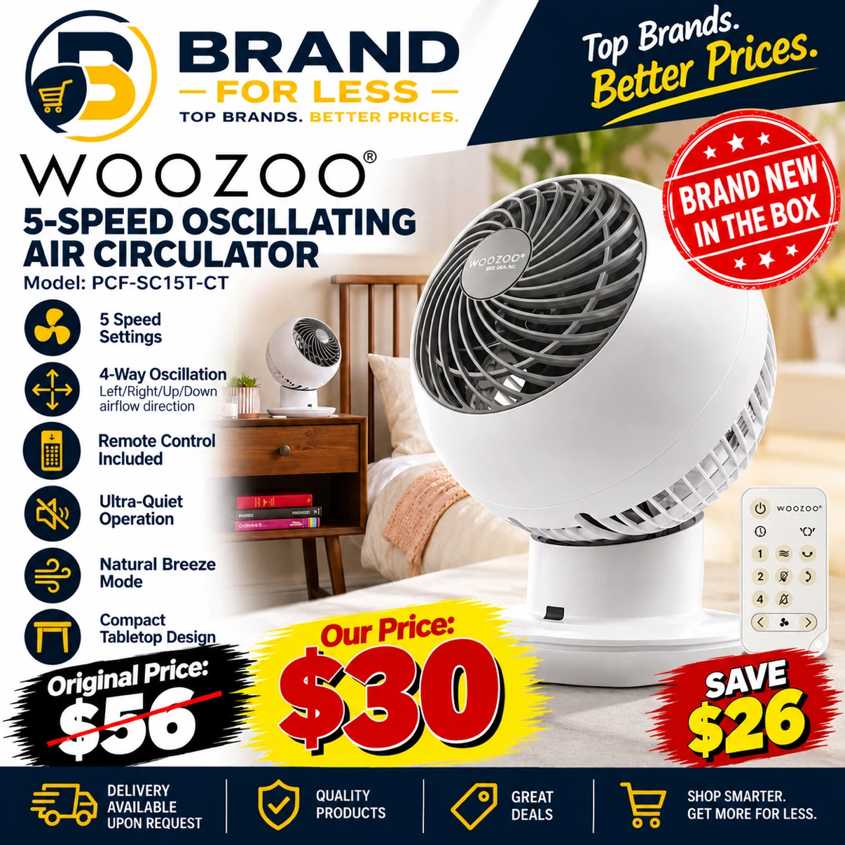 Woozoo 5-Speed Oscillating Air Circulator
