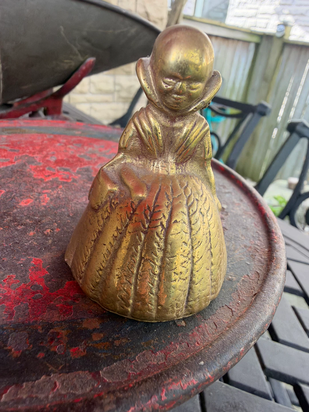 Vintage Brass Lady Figurine Bell