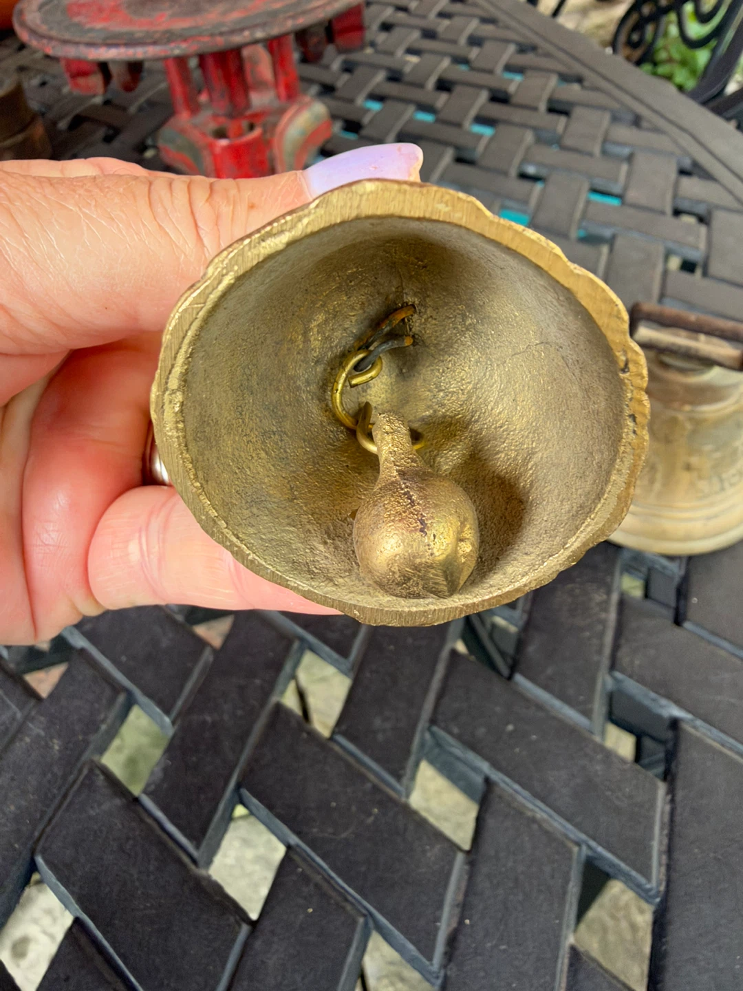 Vintage Brass Lady Figurine Bell - photo 4