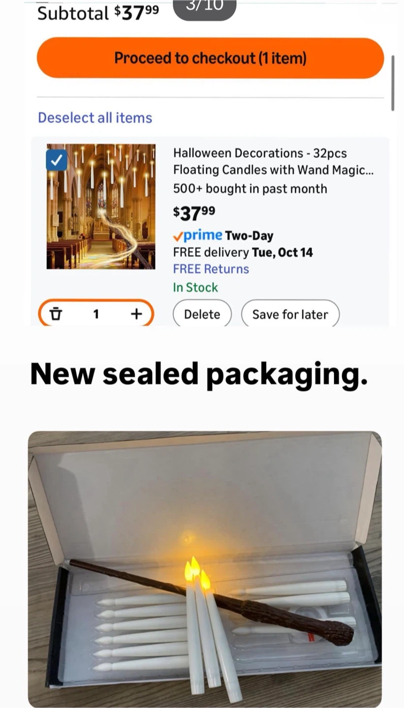 Tenmiro 32pcs Floating LED Candles with Magic Wand