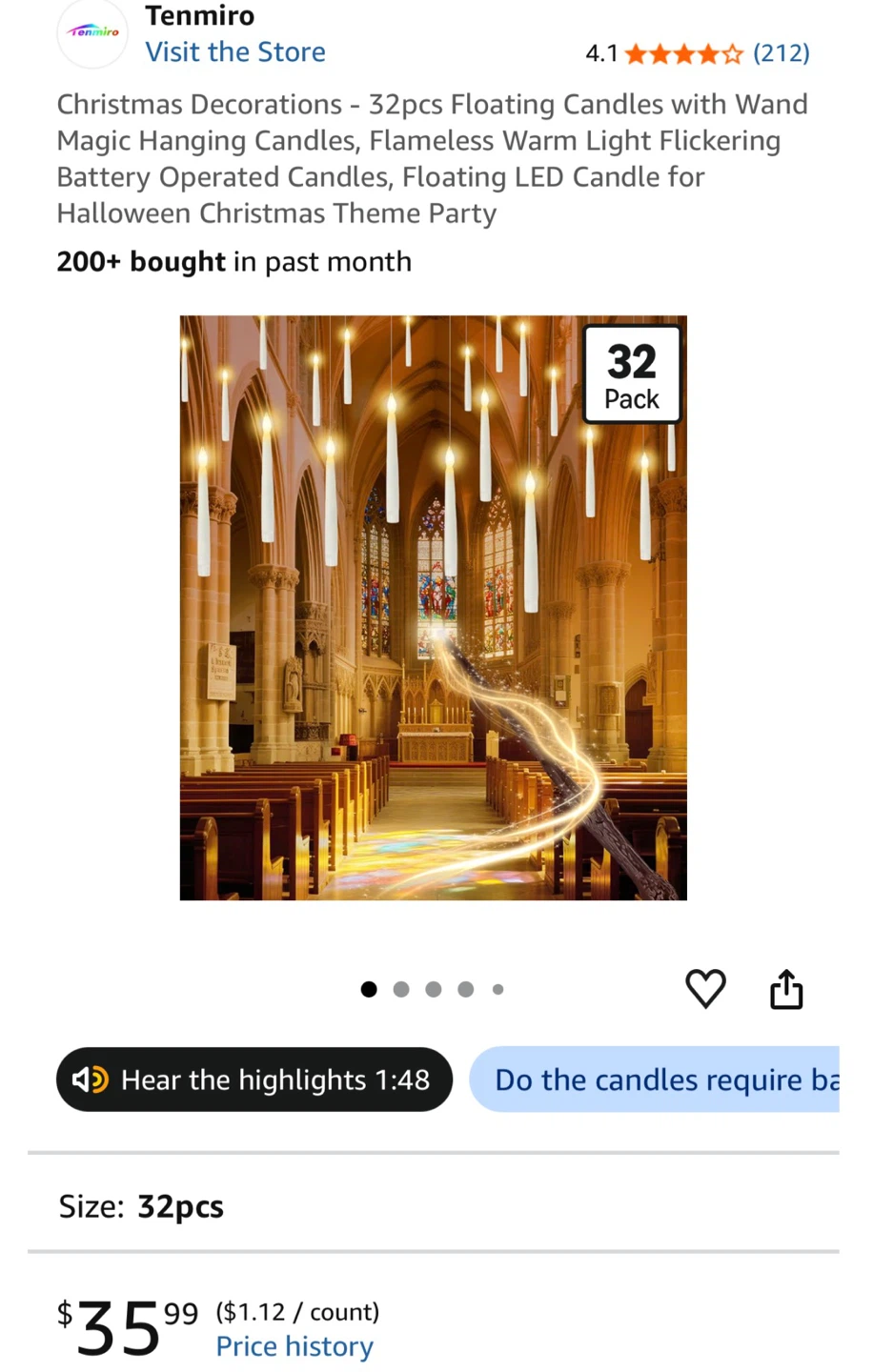 Tenmiro 32pcs Floating LED Candles with Magic Wand - photo 4