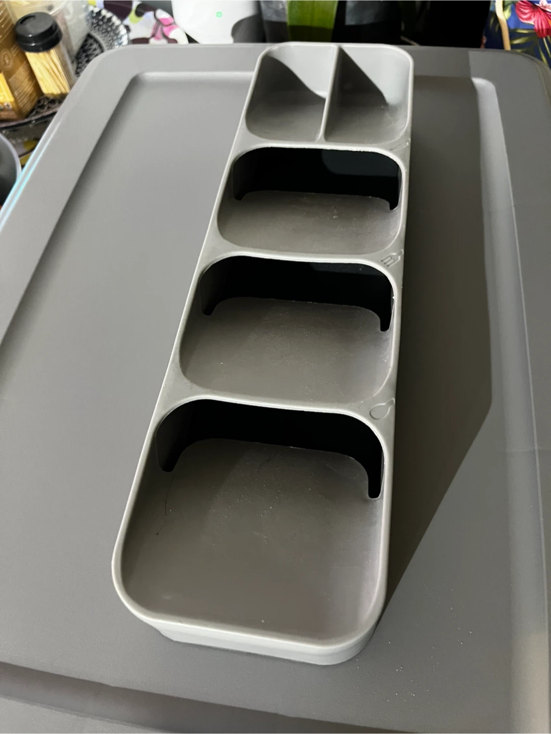 Grey cutlery drawer organizer