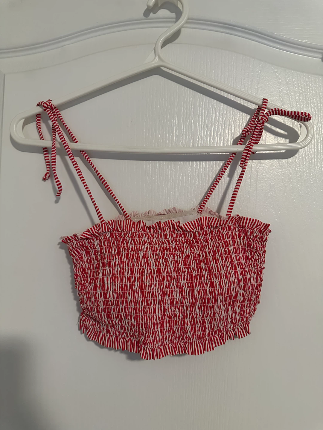 Ardene Red and White Striped Bikini Top