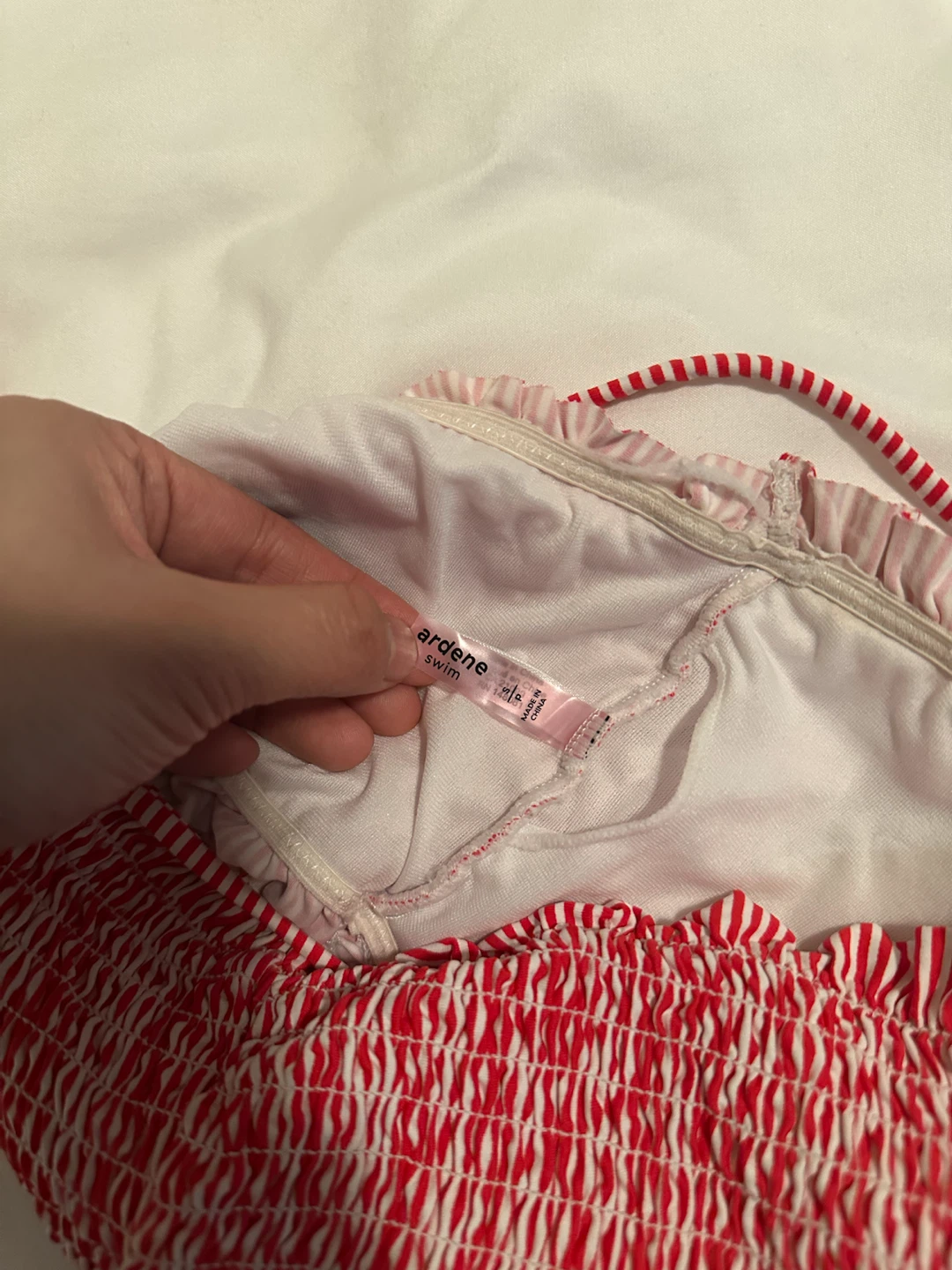 Ardene Red and White Striped Bikini Top - photo 2