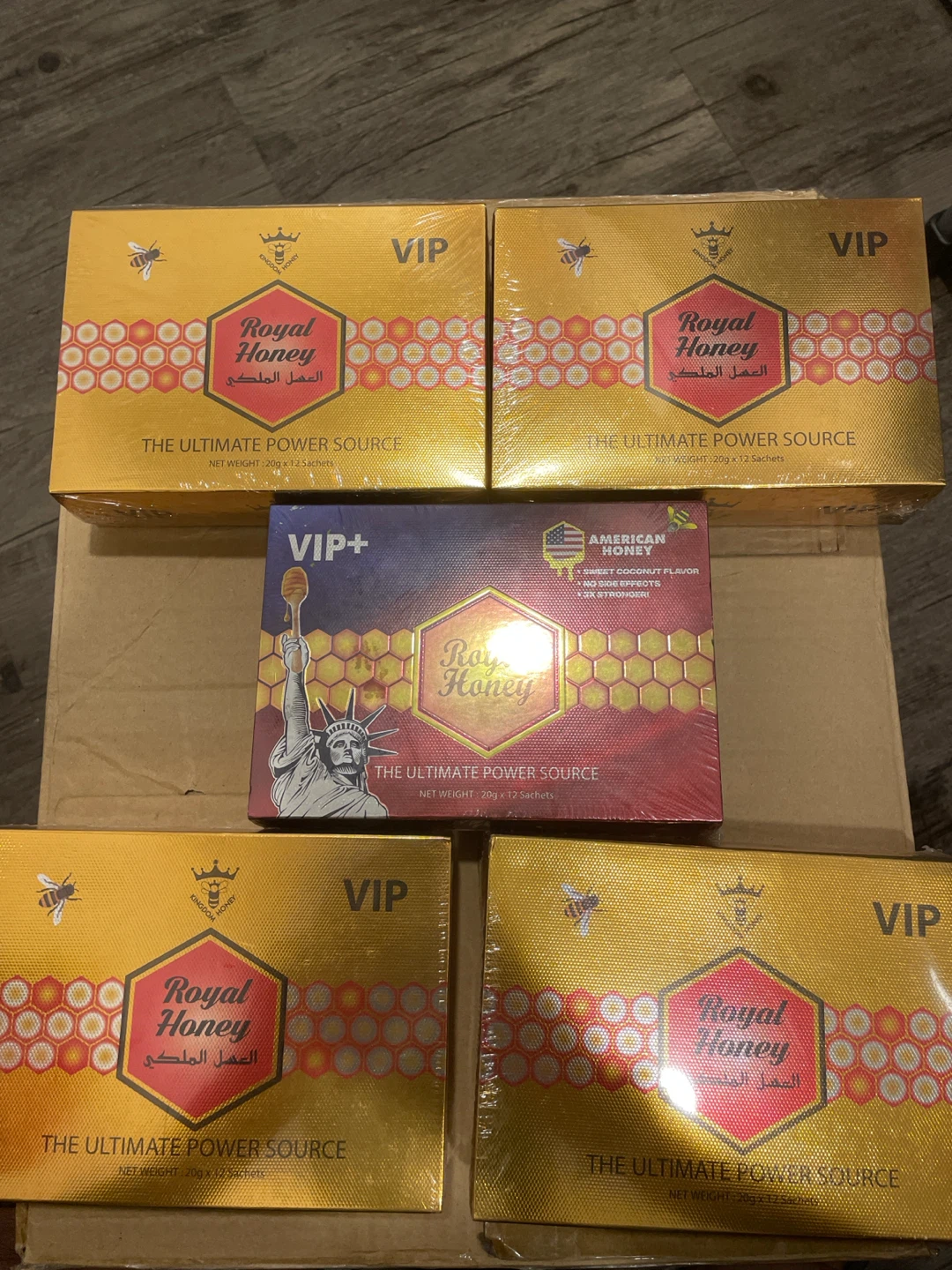 Royal Honey VIP and VIP+ Food Supplement Boxes