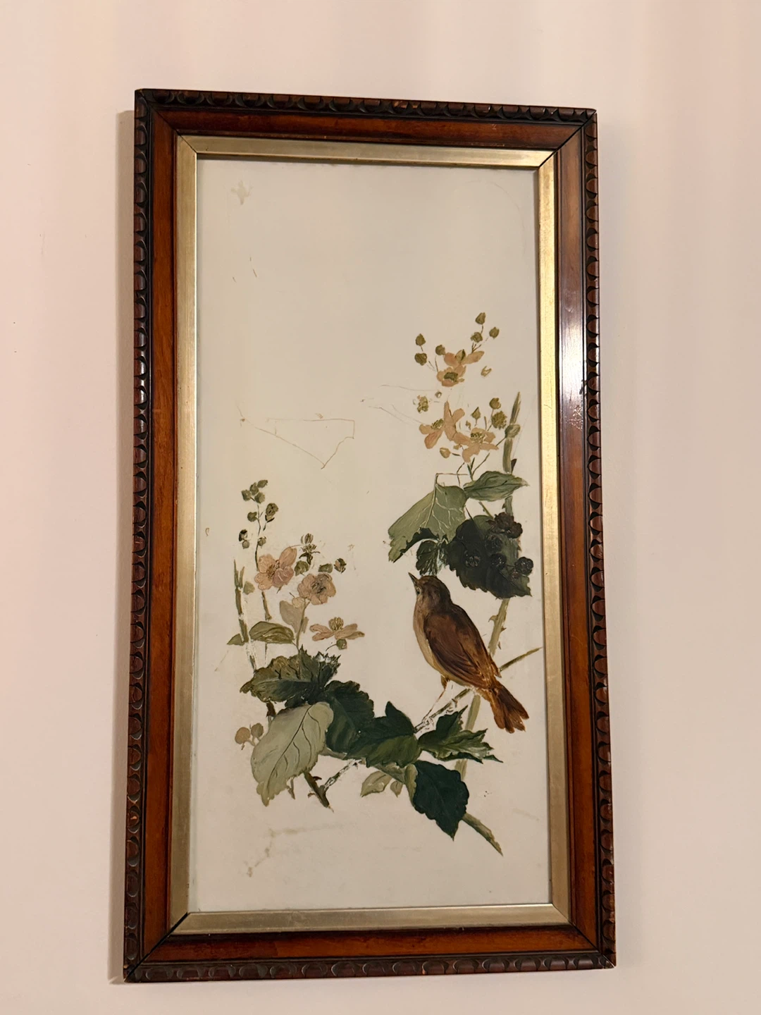 Vintage Bird and Flower Framed Wall Art