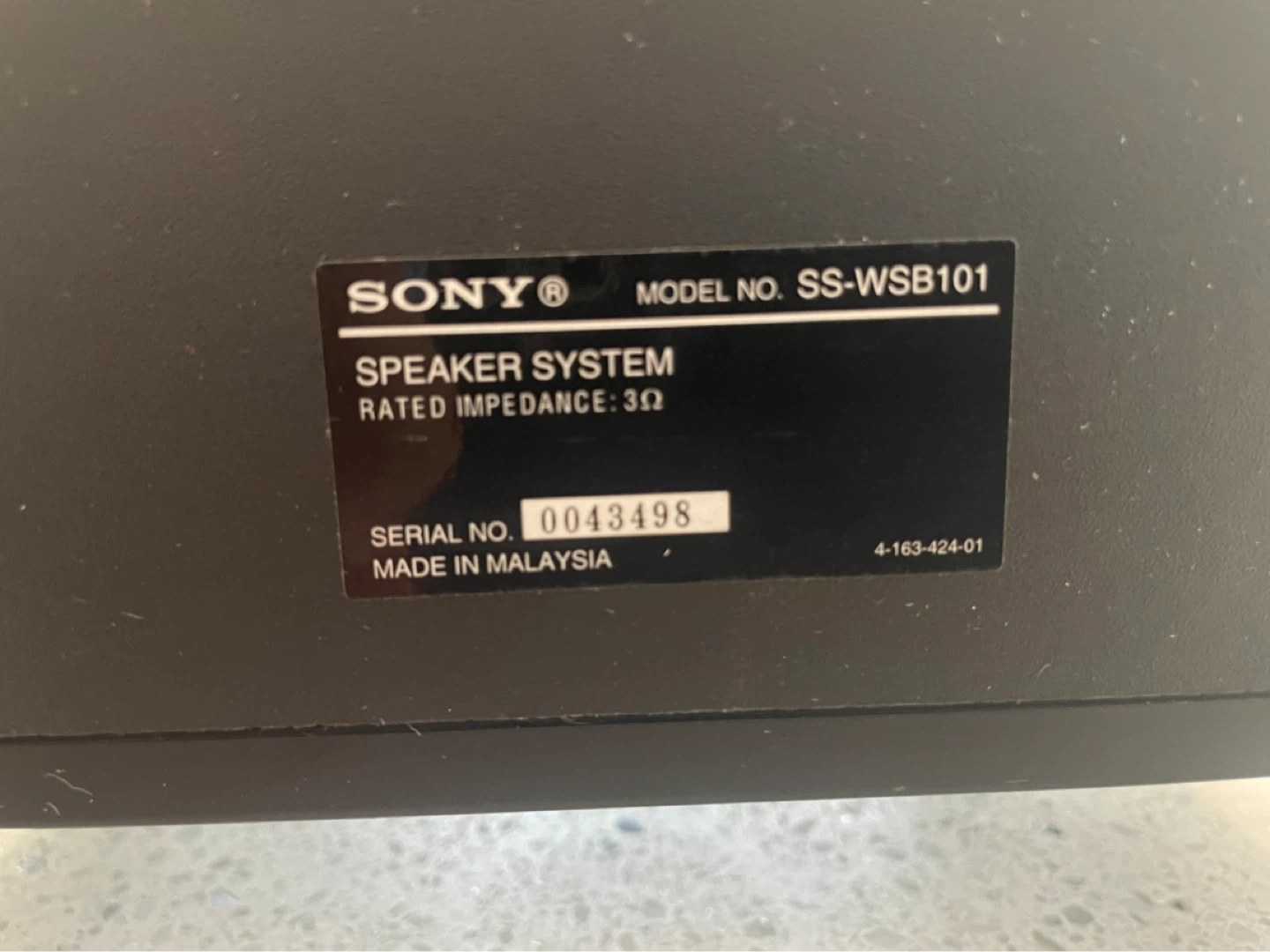 Sony SS-WSB101 Subwoofer - photo 3