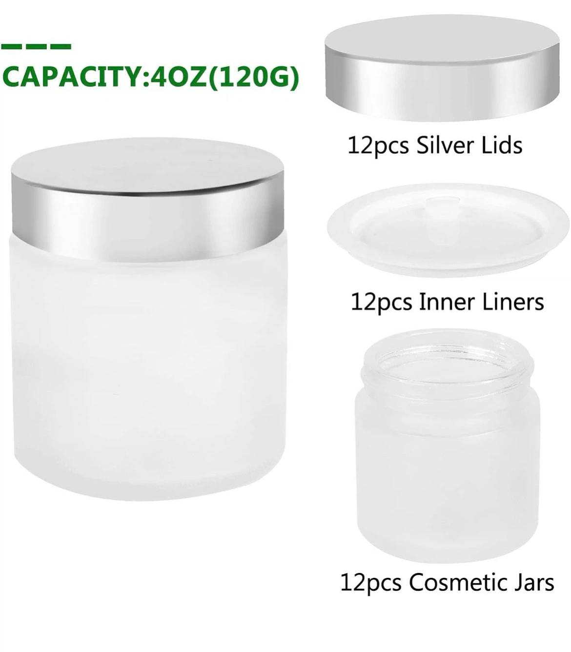 Set of 12 Frosted Cosmetic Jars 4oz/120g - photo 3