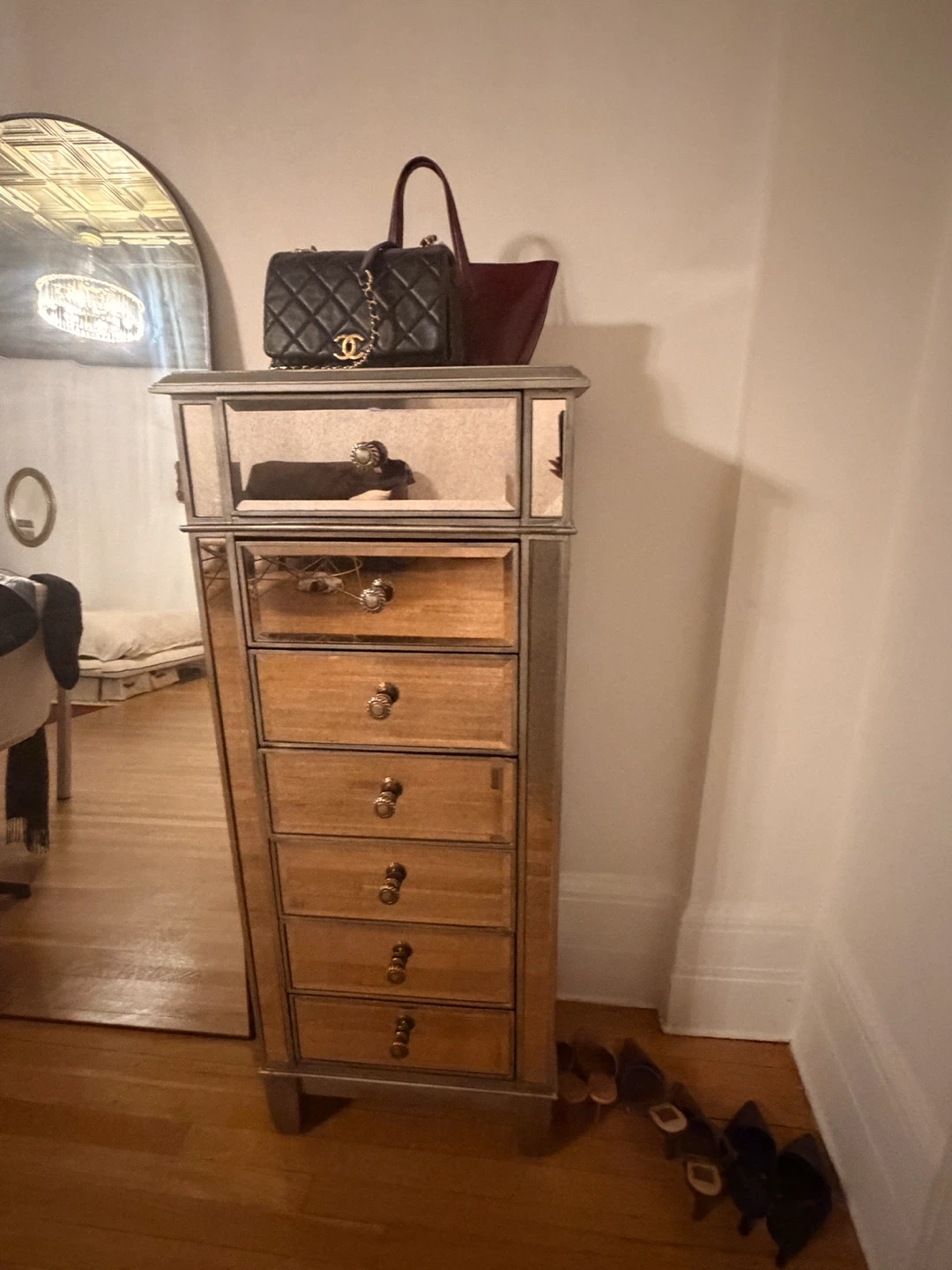 Mirrored Tall Narrow Chest of Drawers - photo 2