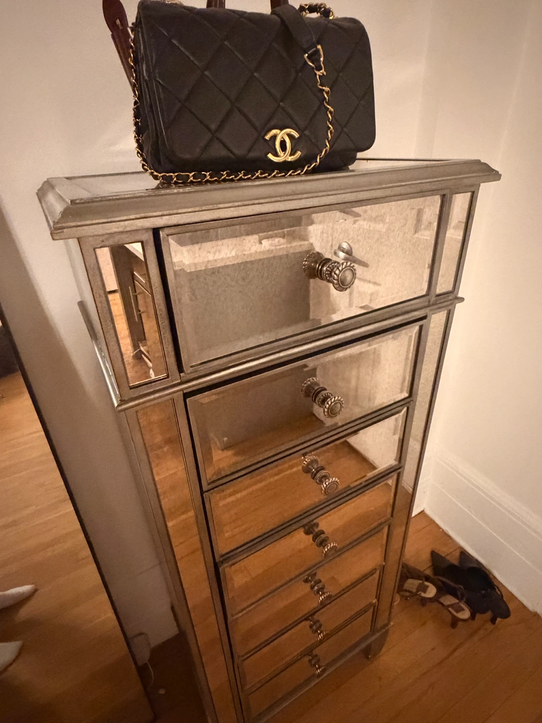 Mirrored Tall Narrow Chest of Drawers - photo 3