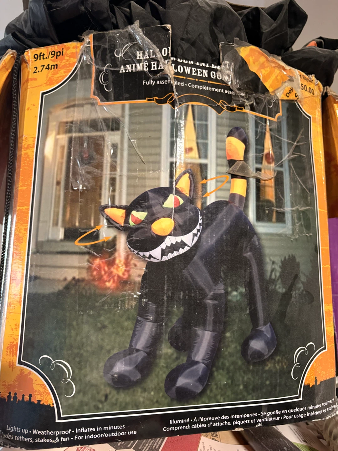 9 ‘Animated Halloween Inflatable Black Cat - photo 2