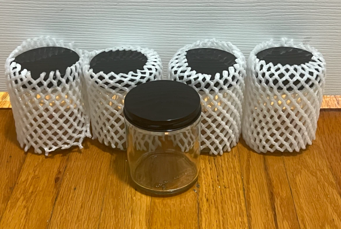 5 Glass Jars with Black Lids