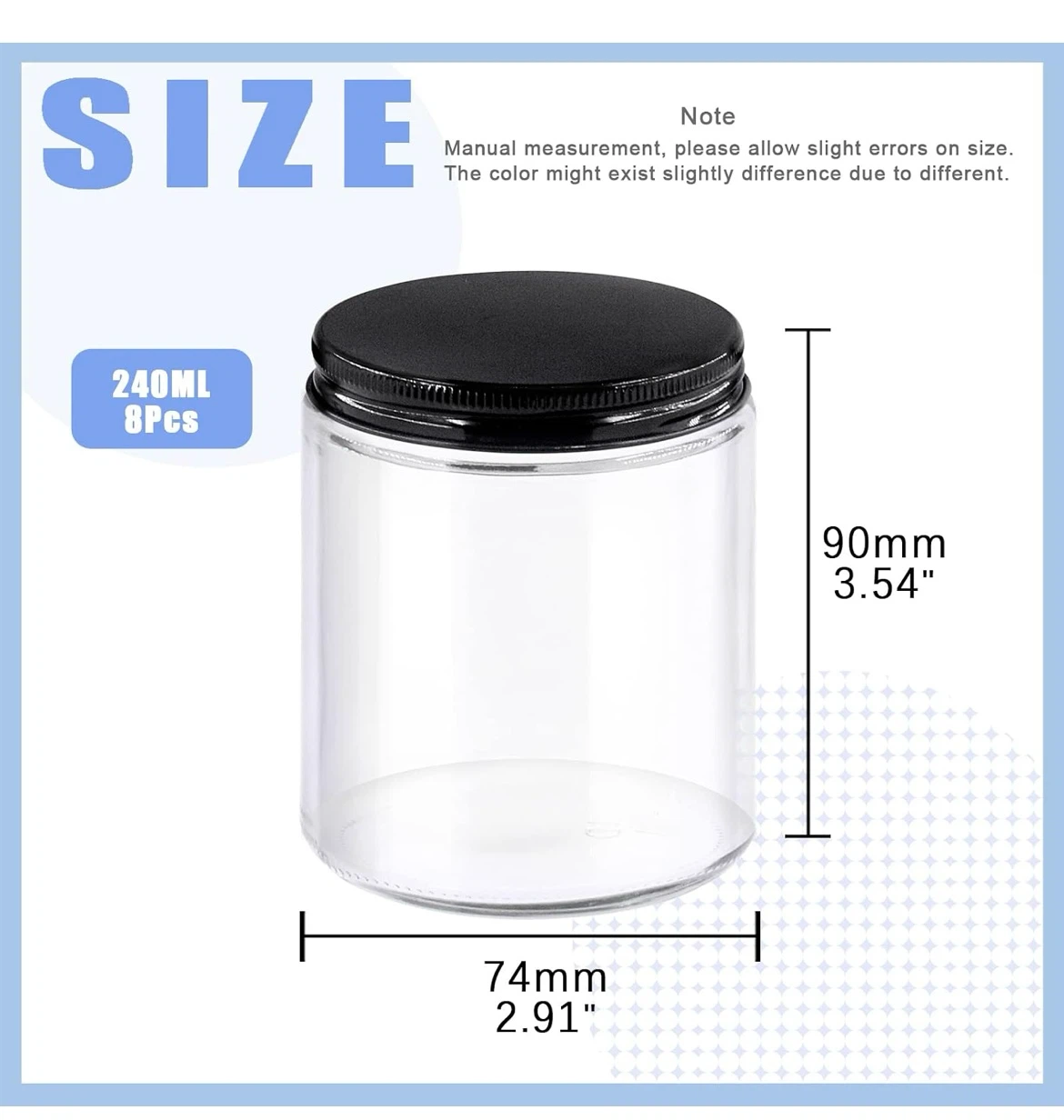 5 Glass Jars with Black Lids - photo 2