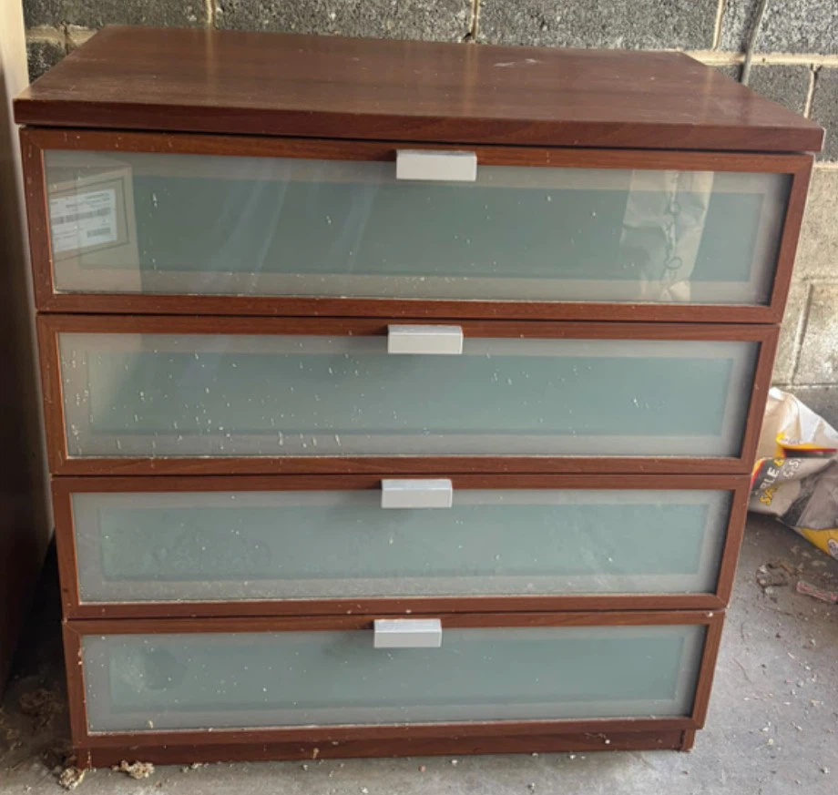 4-Drawer Wood Dresser with Frosted Glass - photo 2