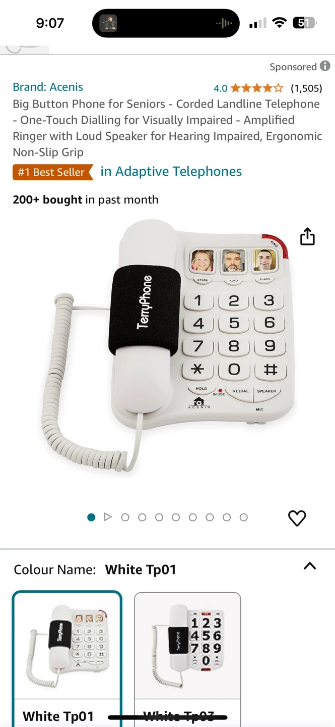 Senior friendly land line phone with large buttons - photo 3