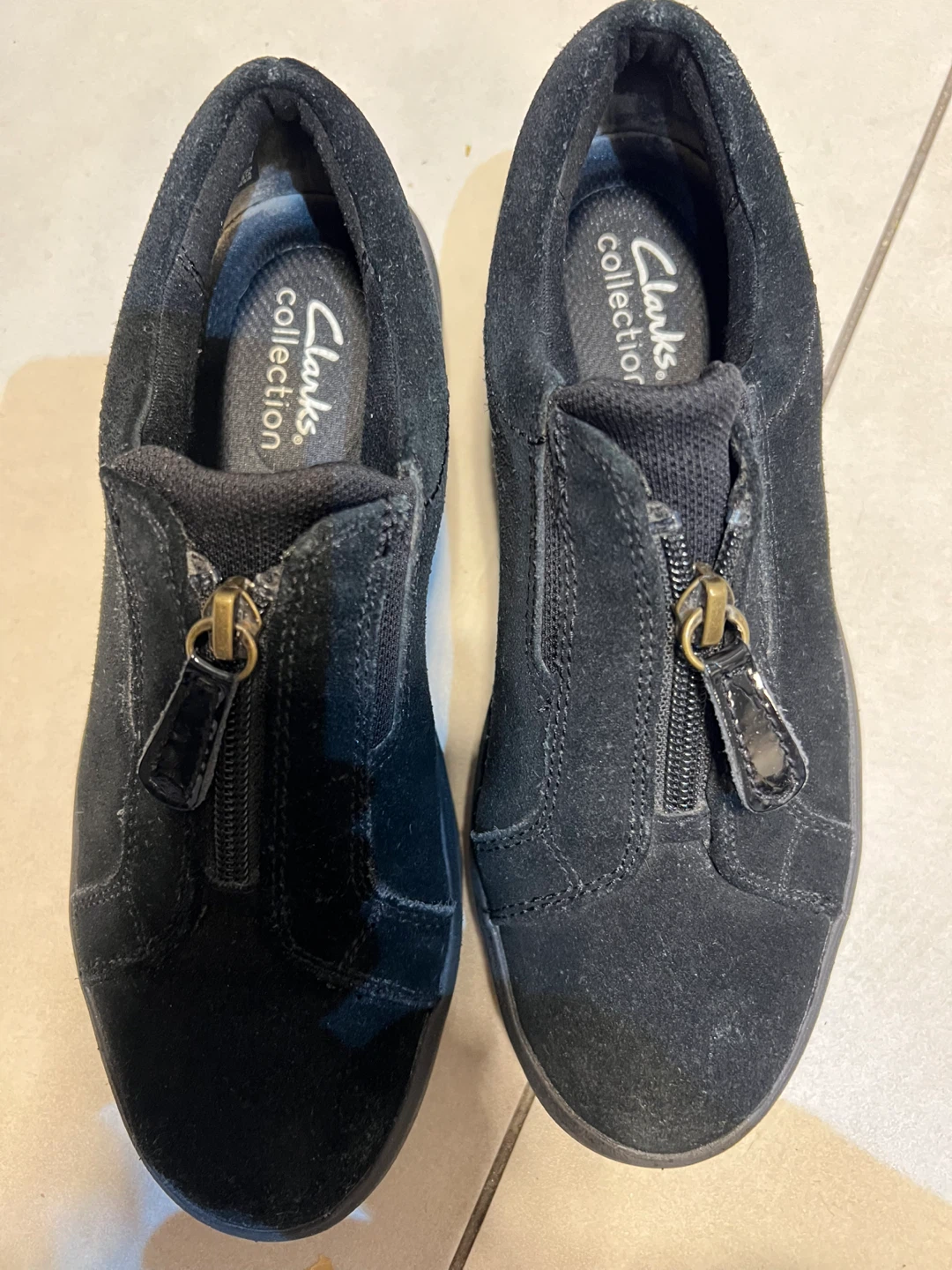 Clarks Collection Black Suede Zip Shoes