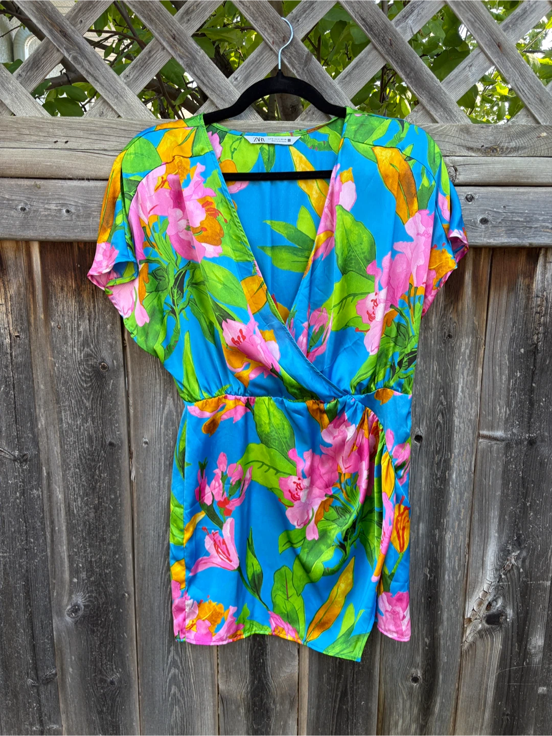 Zara floral print wrap dress