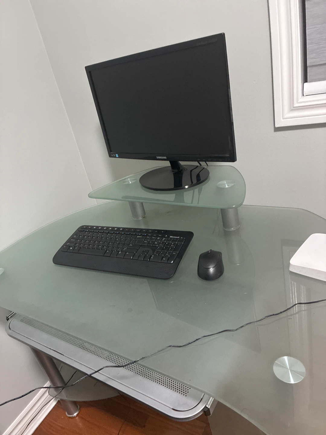 Glass top computer desk