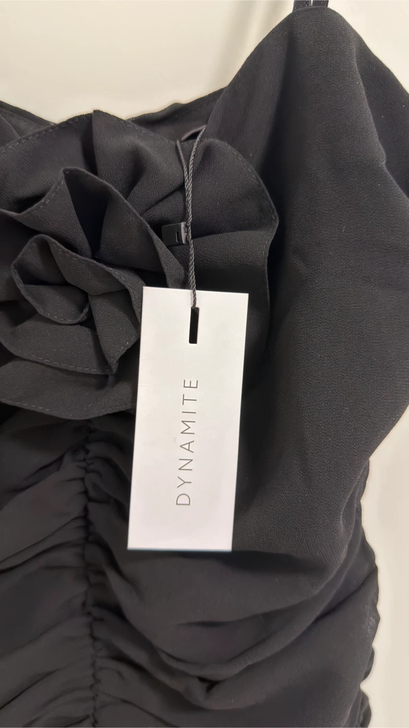 Dynamite Ruched Mini Dress Rosette Black - photo 3