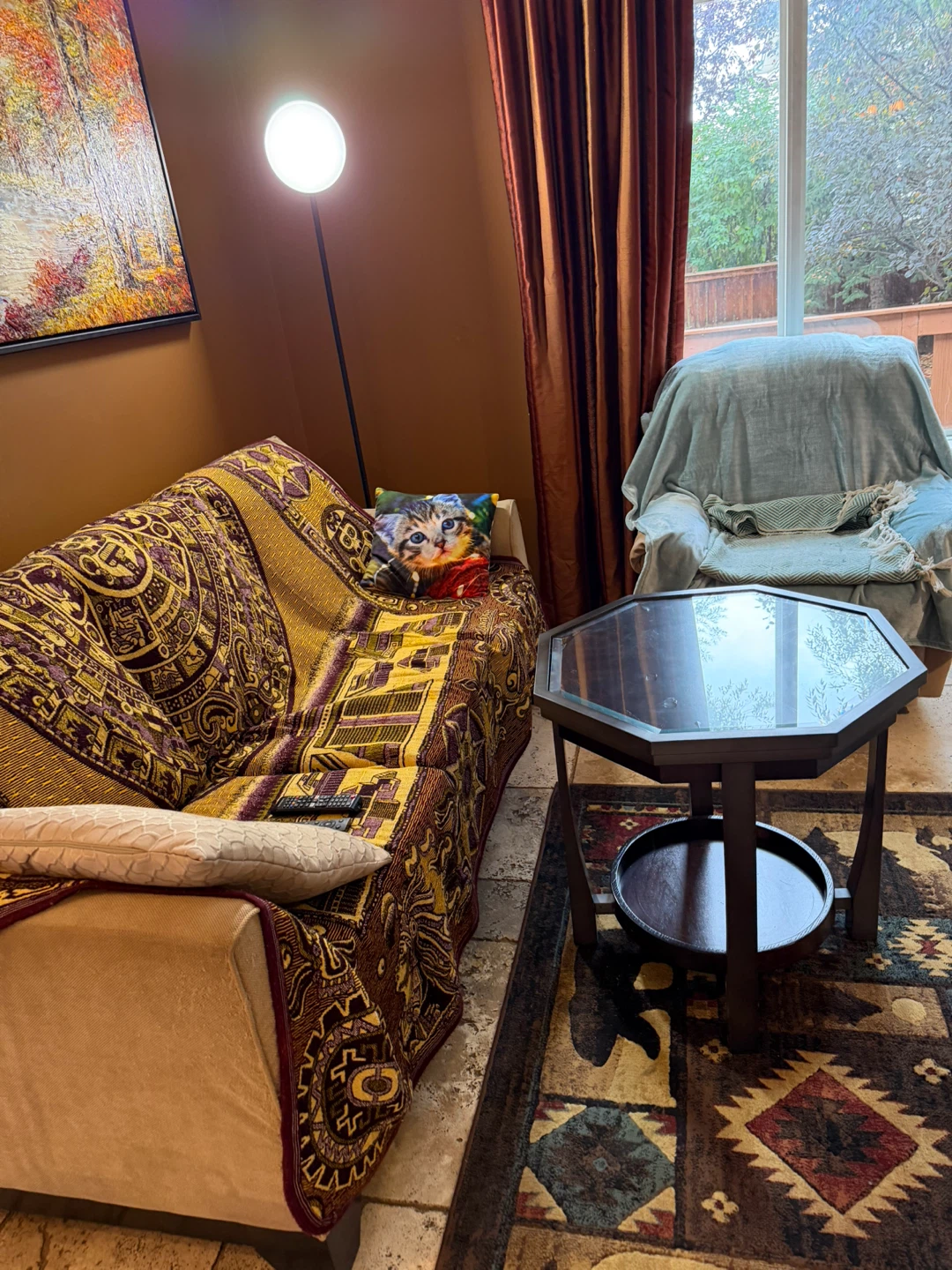 Octagonal Glass Top Coffee Table