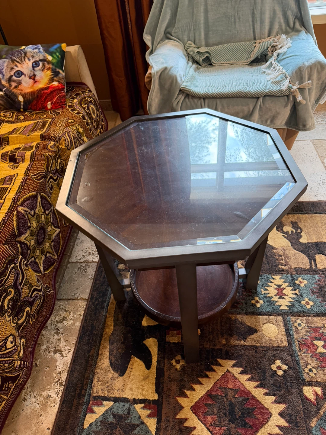 Octagonal Glass Top Coffee Table - photo 4