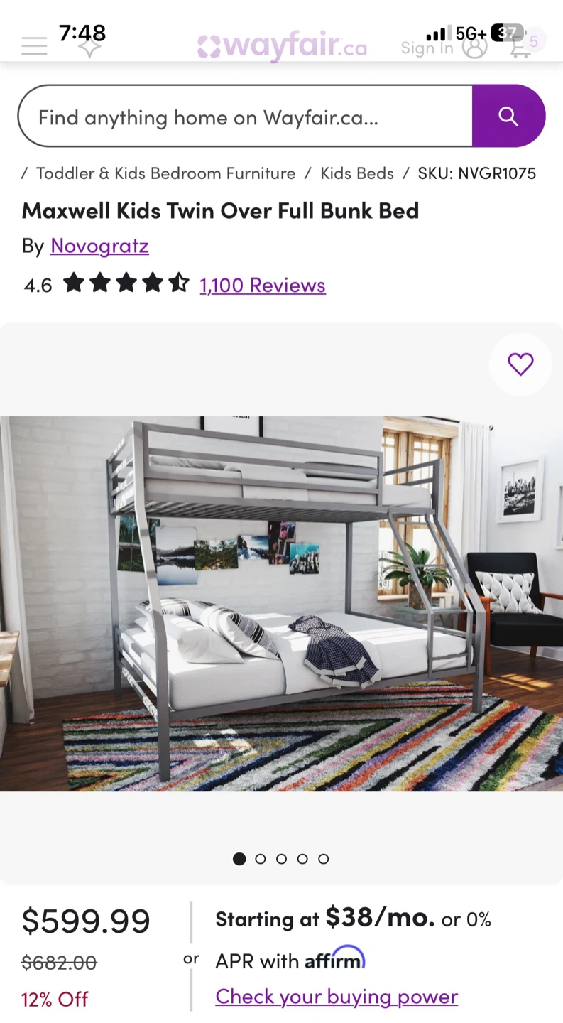 Pink Twin over Full Metal Bunk Bed - photo 4