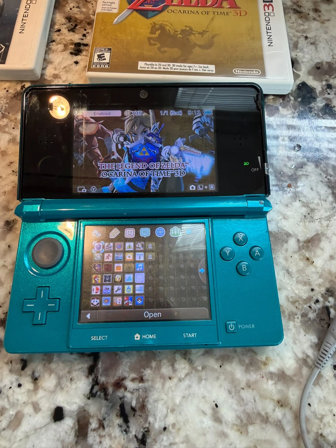 Nintendo 3DS aqua blue Bundle with 3 Games - photo 2