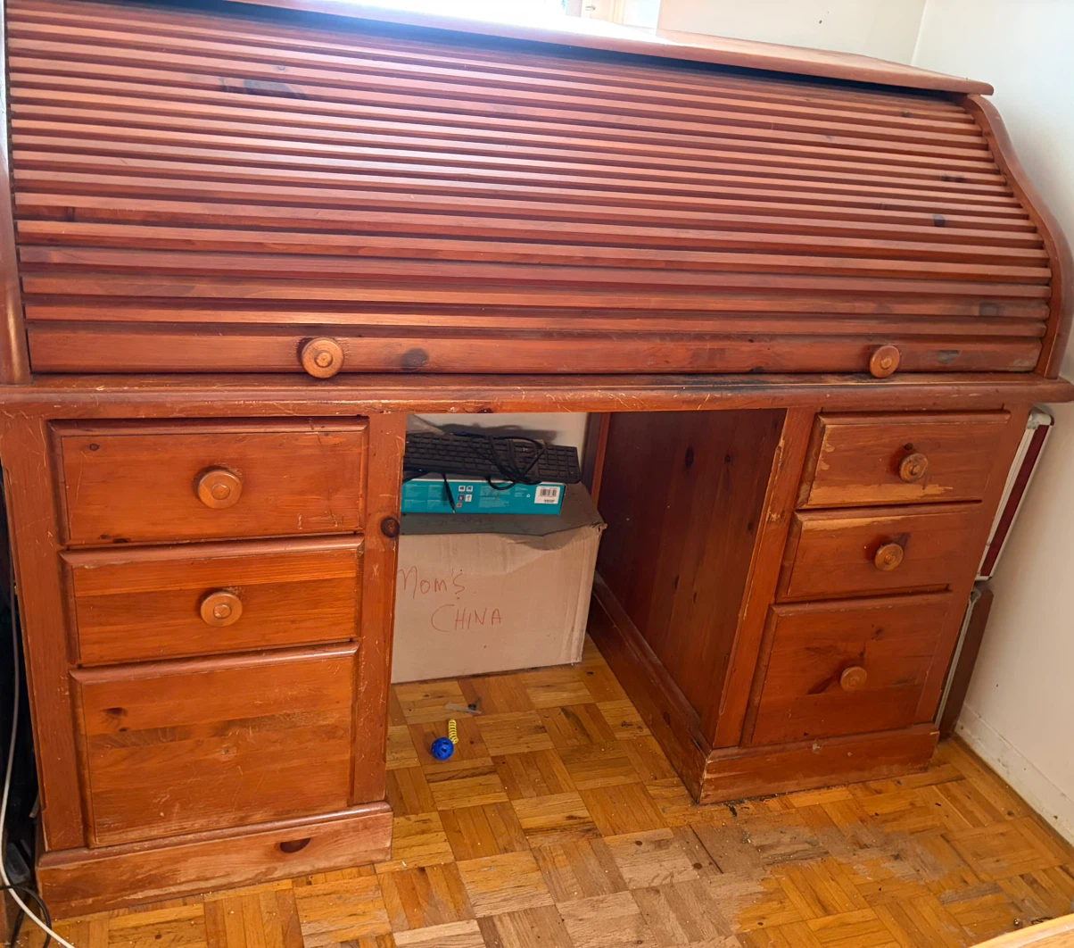 Solid Oak Roll-Top Desk