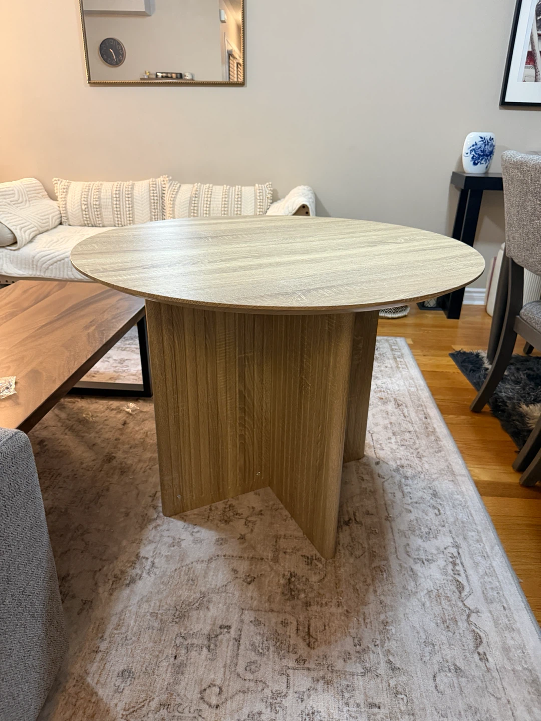 Round Wood Grain Dining Table-oak - photo 3