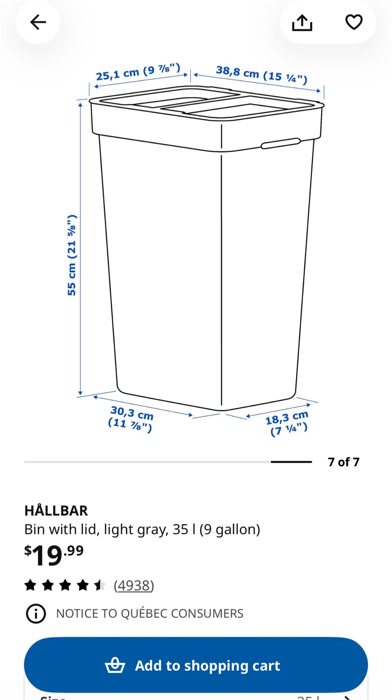 IKEA HALLBAR Bin with lid, 35L - photo 4