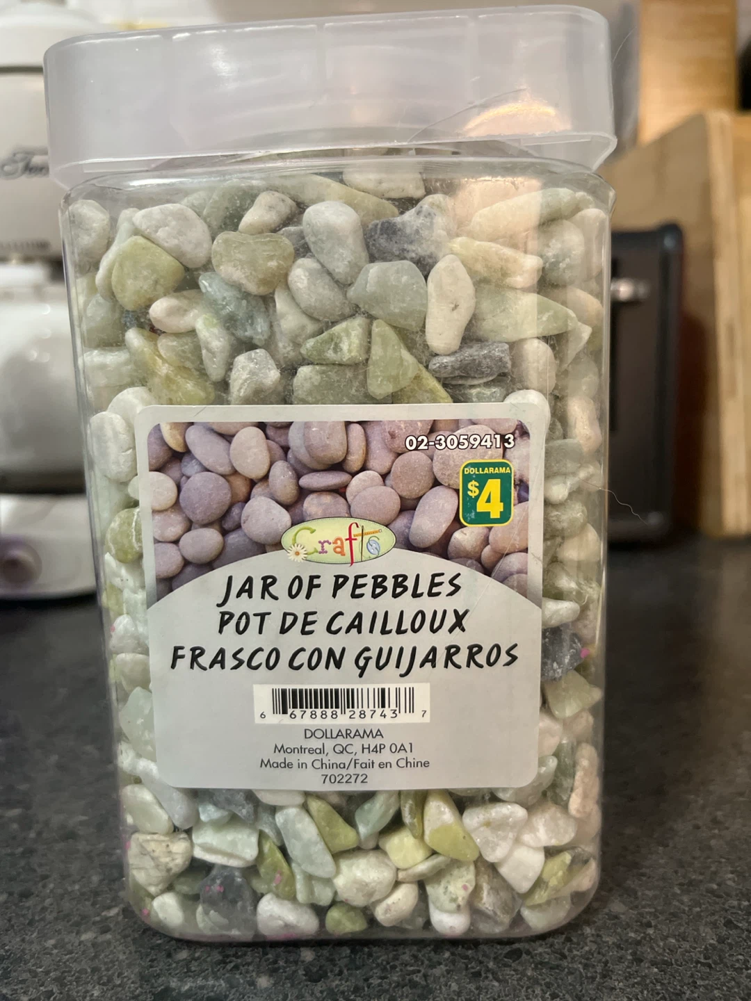 Craft jar of pebbles