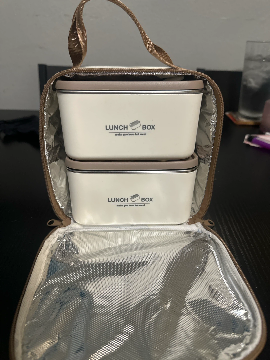 Insulated Lunch Bag with Two Stainless Steel Containers