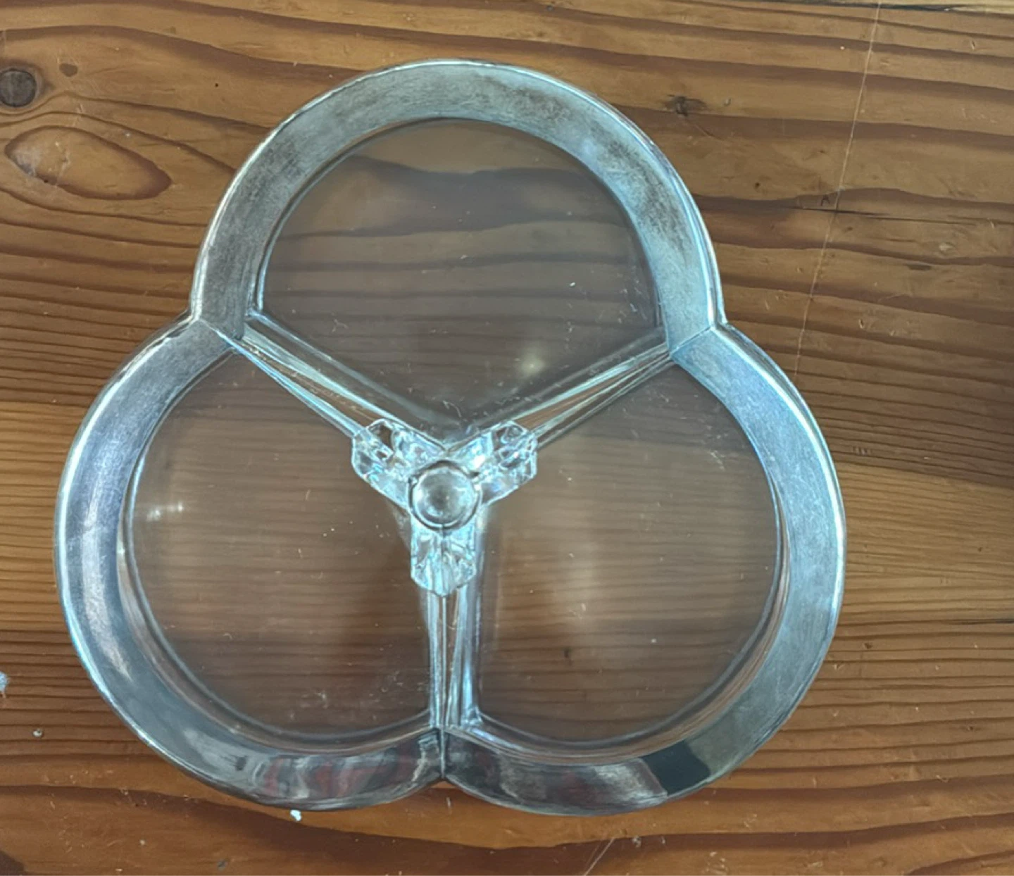 Vintage Three-Section Divided Glass Serving Dish with Lid - photo 2