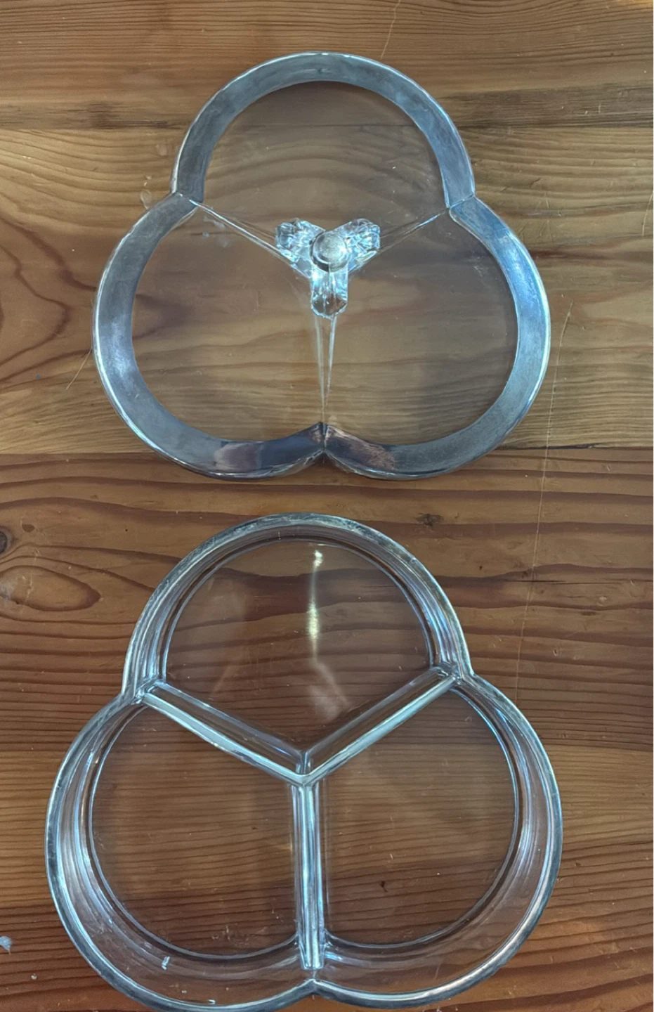 Vintage Three-Section Divided Glass Serving Dish with Lid - photo 4