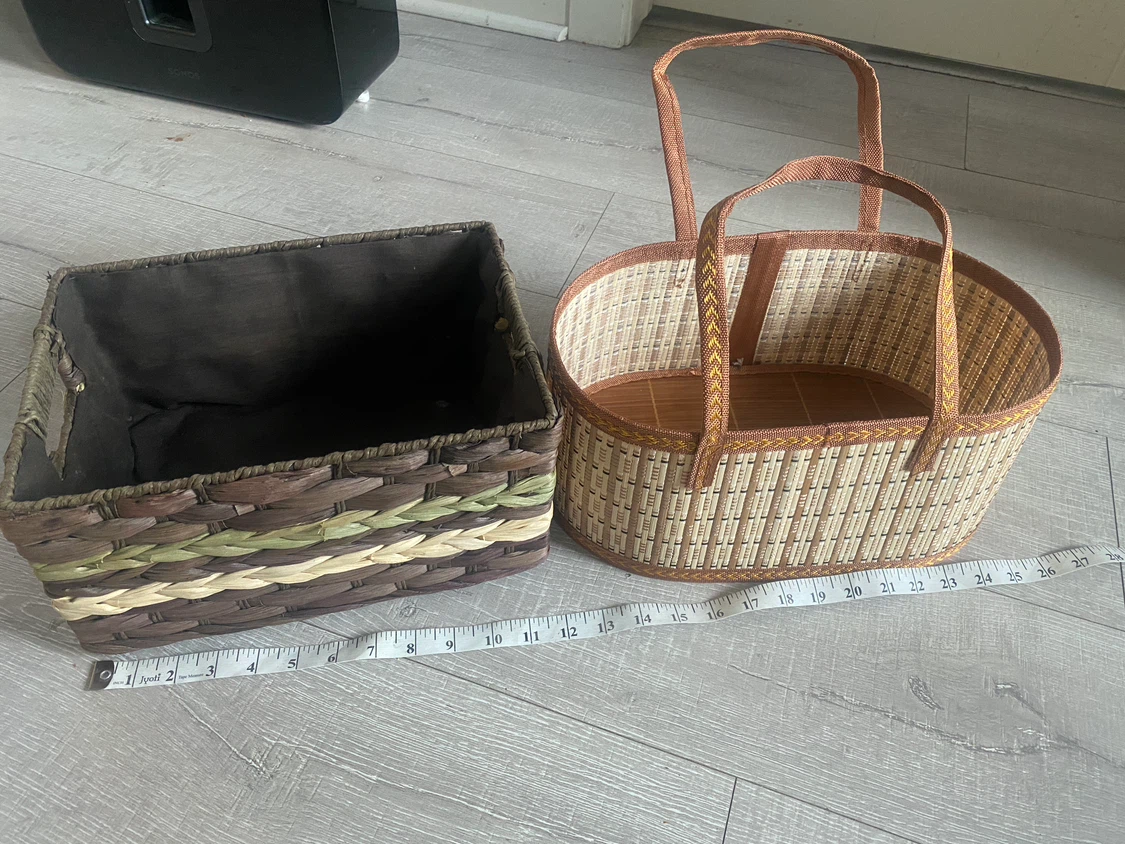 Two Woven Storage Baskets